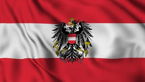 Realistic flag of Austria waving. 3d animation in loop mode. Stock Footage 122464688