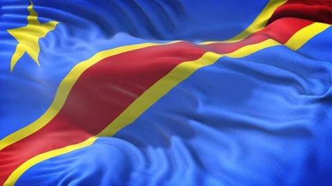 Realistic Flag of Congo Democratic Republic Stock Footage 98732737