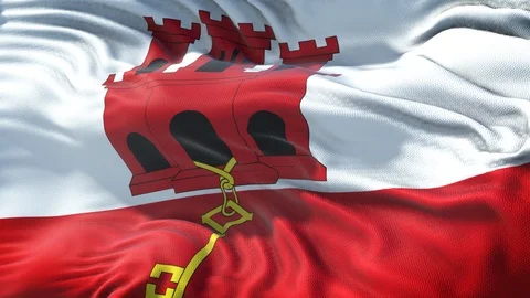 Realistic Flag of Gibraltar Loop Stock Footage 99286397