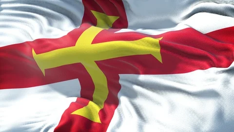 Realistic Flag of Guernsey Loop Stock Footage 99288106