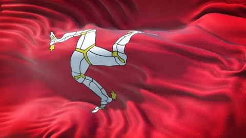 Realistic Flag of Isle of Man Loop Stock Footage 99933612