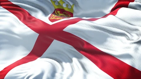 Realistic Flag of Jersey Loop Stock Footage 99934560