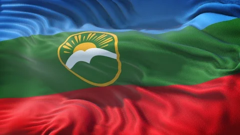 Realistic Flag of Karachay Cherkessia Loop Stock Footage 99949228