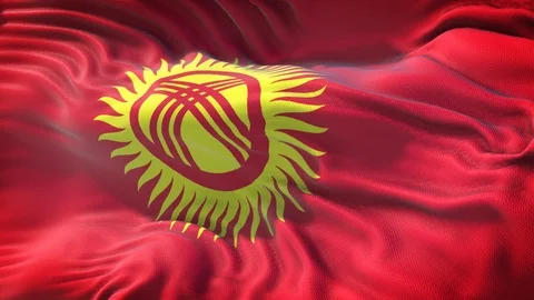 Realistic Flag of Kyrgyzstan Loop Stock Footage 99950193
