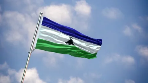 Realistic Flag LESOTHO Stock Footage 343595870