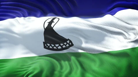 Realistic Flag of Lesotho Loop Stock Footage 99951129