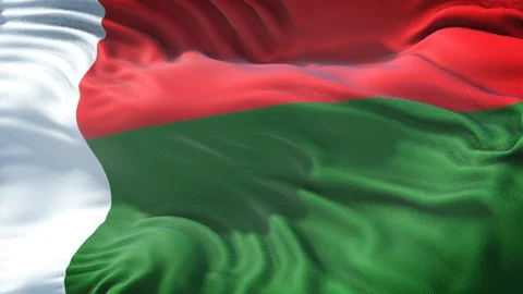 Realistic Flag of Madagascar Loop Stock Footage 100096724