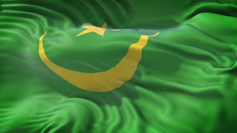 Realistic Flag of Mauritania Loop Stock Footage 100097059