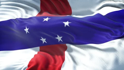 Realistic Flag of Netherlands Antilles Loop Stock Footage 100222034