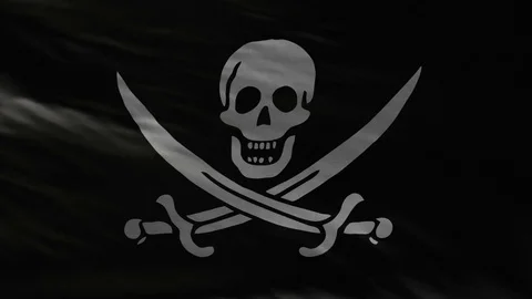 Realistic Flag of Pirates Loop Stock Footage 114600806