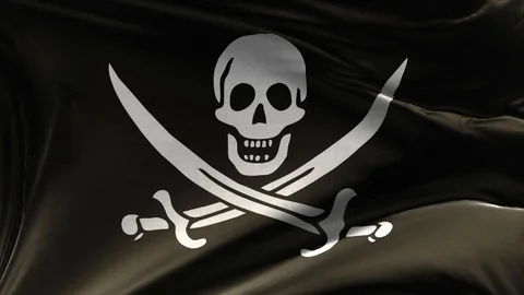 Realistic Flag of Pirates Loop Stock Footage 114600858