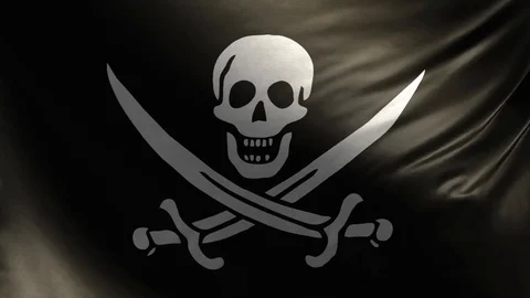 Realistic Flag of Pirates Loop Stock Footage 114600891