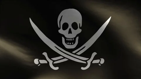Realistic Flag of Pirates Loop Stock Footage 114600950