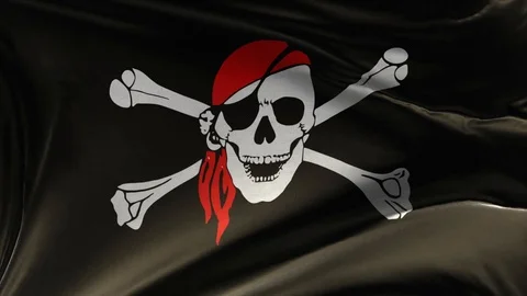 Realistic Flag of Pirates Loop Stock Footage 114600992