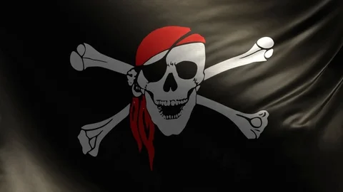 Realistic Flag of Pirates Loop Stock Footage 114601035