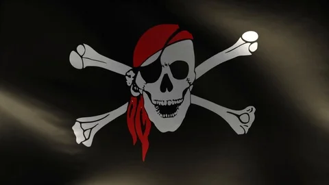 Realistic Flag of Pirates Loop Stock Footage 114601090