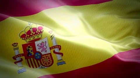 Realistic flag of Spain waving with highly detailed fabric texture Stock Footage 105211218
