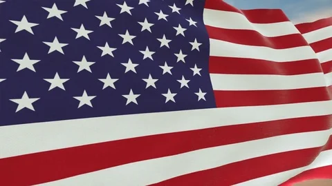 Realistic flag of the USA waving in wind. Seamless loop detailed fabric texture Stock Footage 75082450