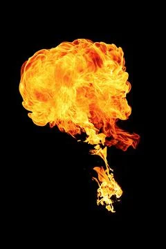 Realistic flames explosion isolated on black background Stock Photos