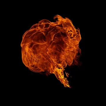 Realistic flames explosion isolated on black background Stock Photos