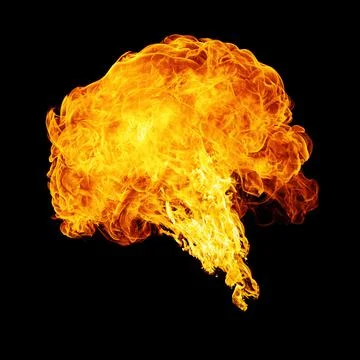 Realistic flames explosion isolated on black background Stock Photos