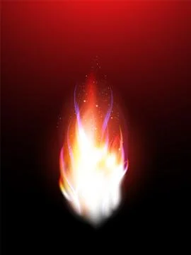Realistic flames with sparks. Stock Illustration