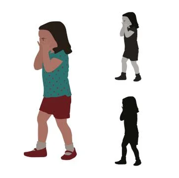 Realistic flat colored illustration of a crying child イラスト素材
