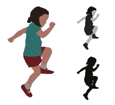 Realistic flat colored illustration of a playing child イラスト素材