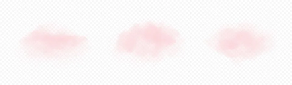 Realistic fluffy pink clouds set Stockillustratie