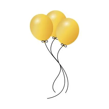 Realistic flying vector balloons. Design element gold colored balloons for card Stock Illustration