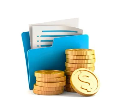 Realistic Folder and coins 3D illustration Stock Illustration