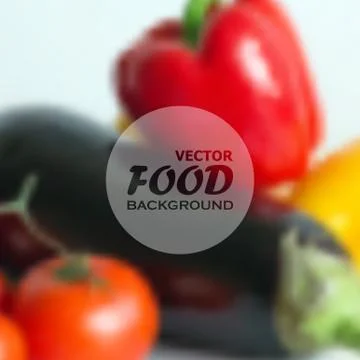 Realistic food background of different vegetables (pepper, tomato, eggplant) Stock Illustration