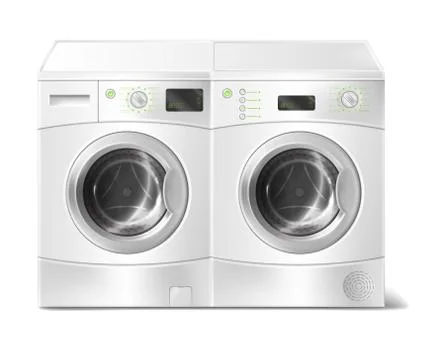 Realistic front-load washer and dryer Illustrazione stock