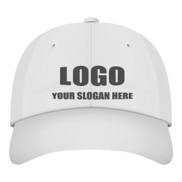 Realistic Front View White Baseball Cap With Logo Isolated On A White Background Stock Illustration