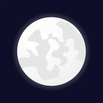 Realistic Full Moon with Craters Vector on Dark Night Background Stock Illustration