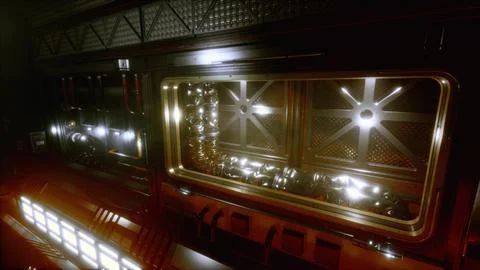 Realistic futuristic sci-fi spaceship corridor Stock Illustration