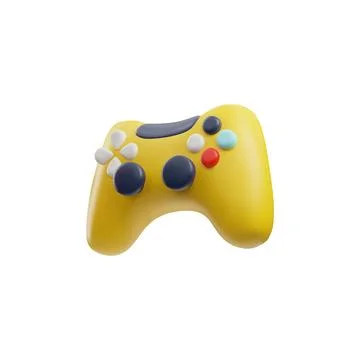 Realistic gamepad 3D plastic vector icon, yellow game controller joystick 스톡 일러스트