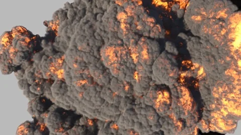 Realistic gasoline explosions - top view Stock Footage 106906925