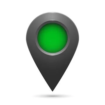 Realistic geolocation map pin code icon. The geolocation icon is gray with Stock Illustration