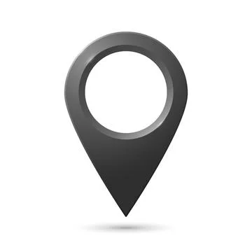 Realistic geolocation map pin code icon. The geolocation icon is silver with Stock Illustration