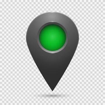 Realistic geolocation map pin code icon. The geolocation icon is dark gray with Illustrazione stock