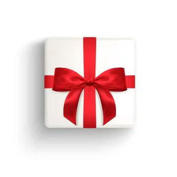 Realistic gift box, decorative present isolated on white background. Vector i Illustrazione stock