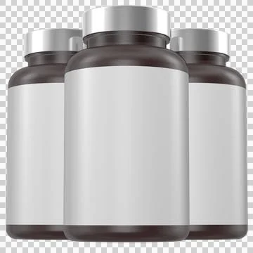 Realistic Glass Bottles 3D Rendering Mockup Template Stock Illustration