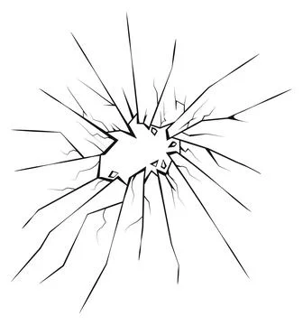 Realistic glass cracks. Shatter sharp broken edges 库存插图