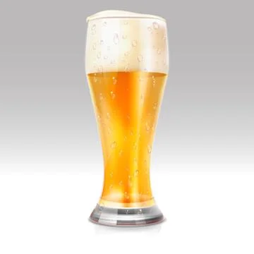 Realistic glass with light beer vector illustration イラスト素材