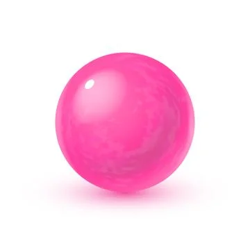 Realistic glass sphere with shadows, reflection of sky in mirror surface of pink Stock Illustration