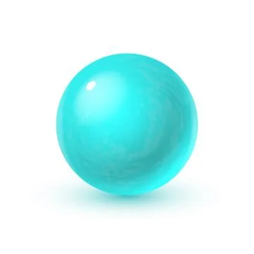 Realistic glass sphere with shadows, reflection of sky in mirror surface of cyan Stock Illustration