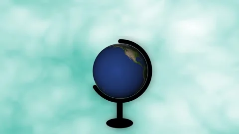 A Realistic Globe of Earth Mounted on a animation Black Stand Against a Sof.. Stock Footage 321858932