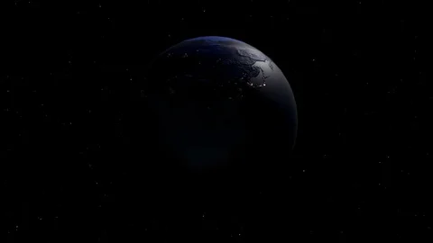 A realistic globe at night. The rotating Earth. Technology, business 库存影片 83441682