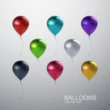 Realistic glossy balloon set Stock Illustration